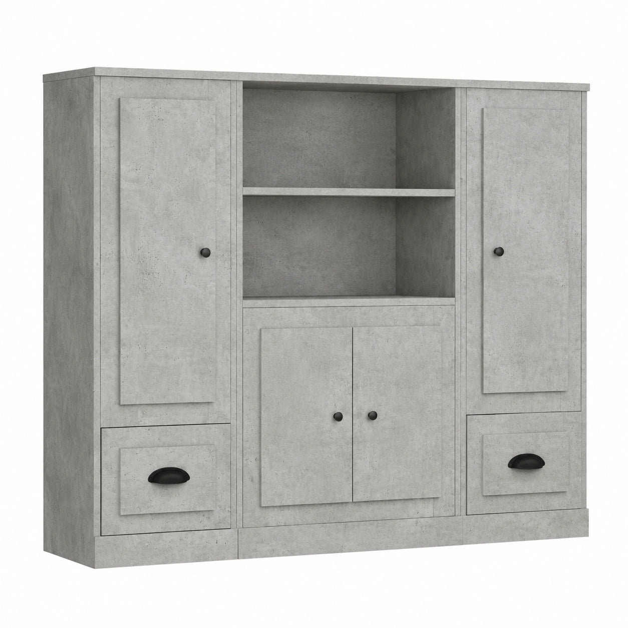 Highboard – moderner Stil, mit Stauraum, aus Holzwerkstoff, Betongrau, für Wohnzimmer
