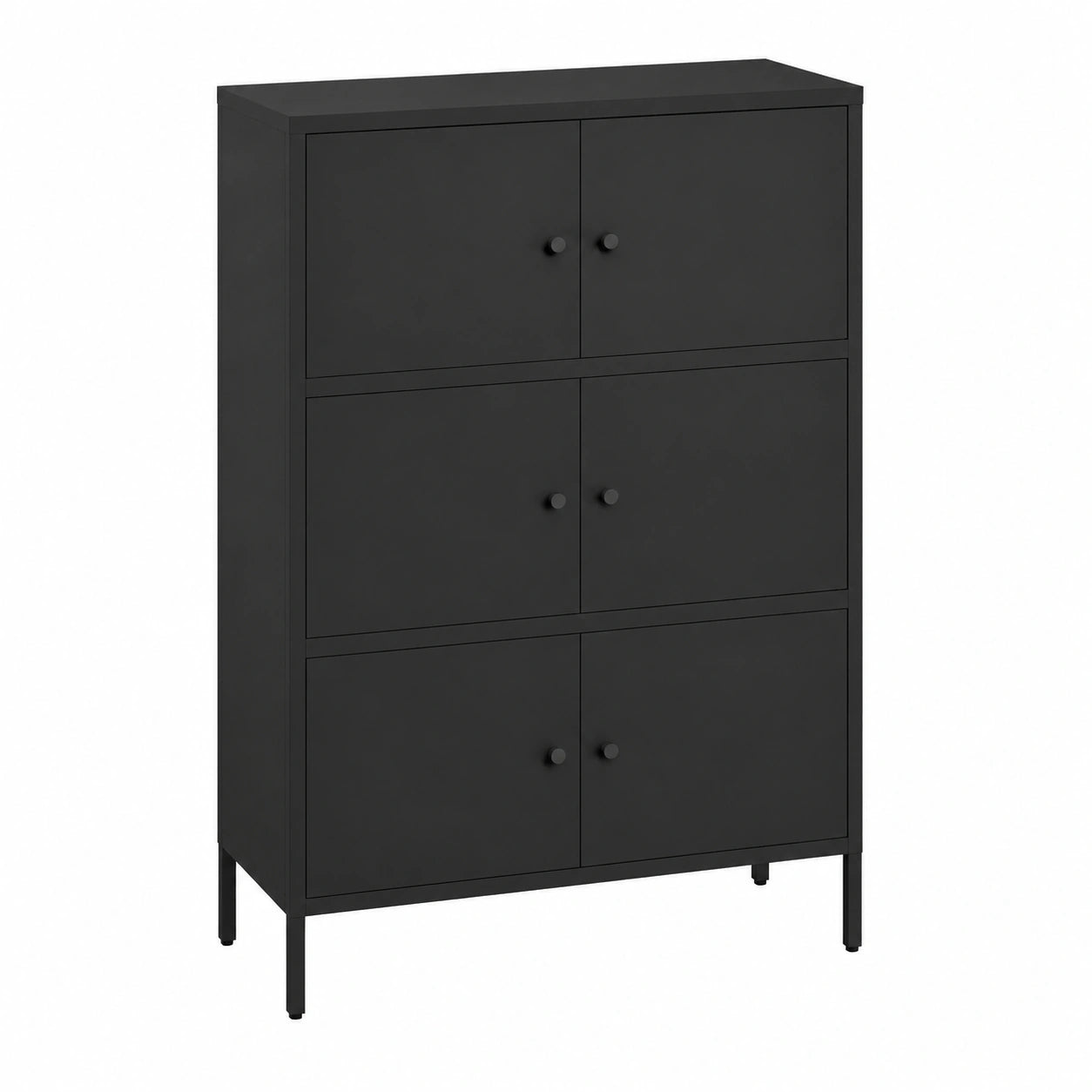 Kommode – 80 cm, höhenverstellbar, mit mehreren Türen, aus Metall, Schwarz