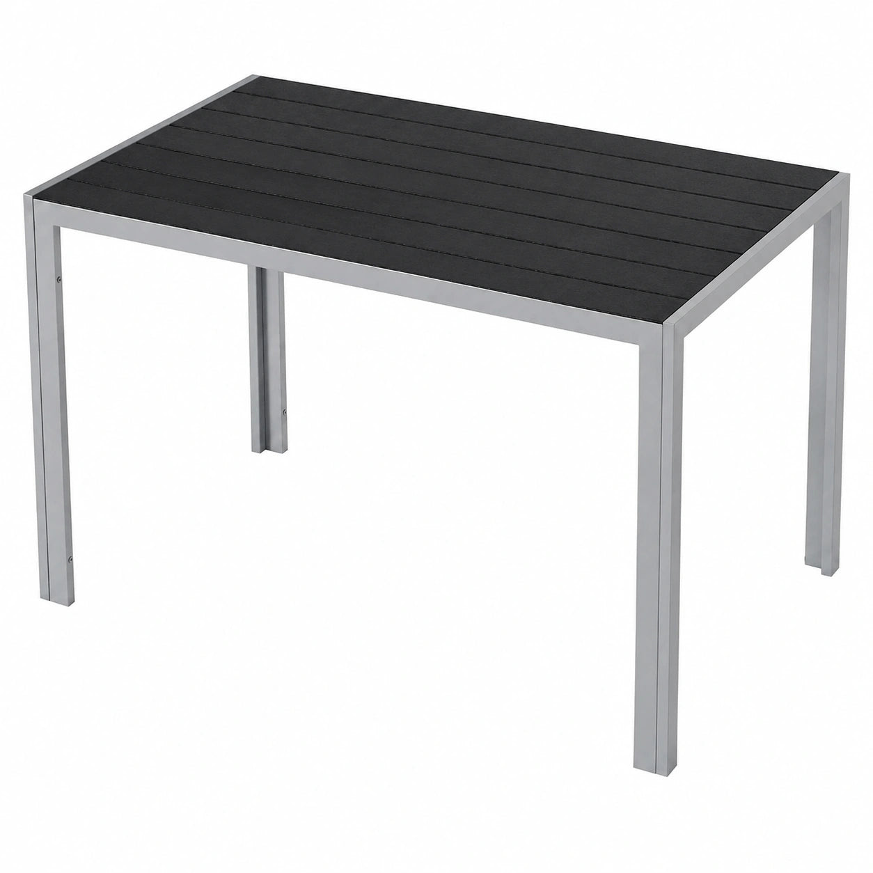Gartentisch – 110 × 70 cm, rechteckige Form, aus Aluminium, Grau und Silber