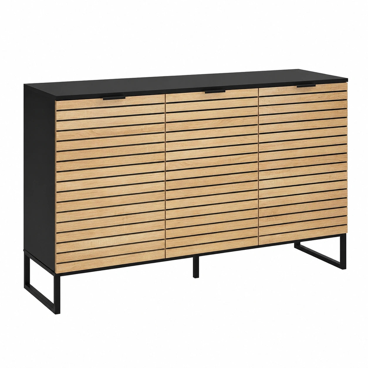 Kommode – 80 × 40 × 135 cm, mit mehreren Türen, aus Holz, Schwarz, für Wohnzimmer, Schlafzimmer und Flur