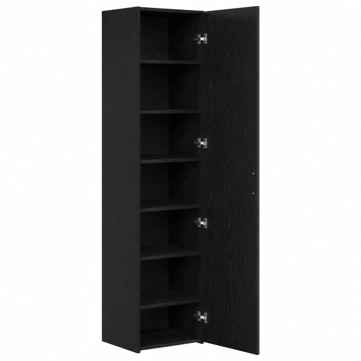 Highboard – 45 × 42,5 × 185 cm, moderner Stil, mit Stauraum, aus Holz, Schwarz