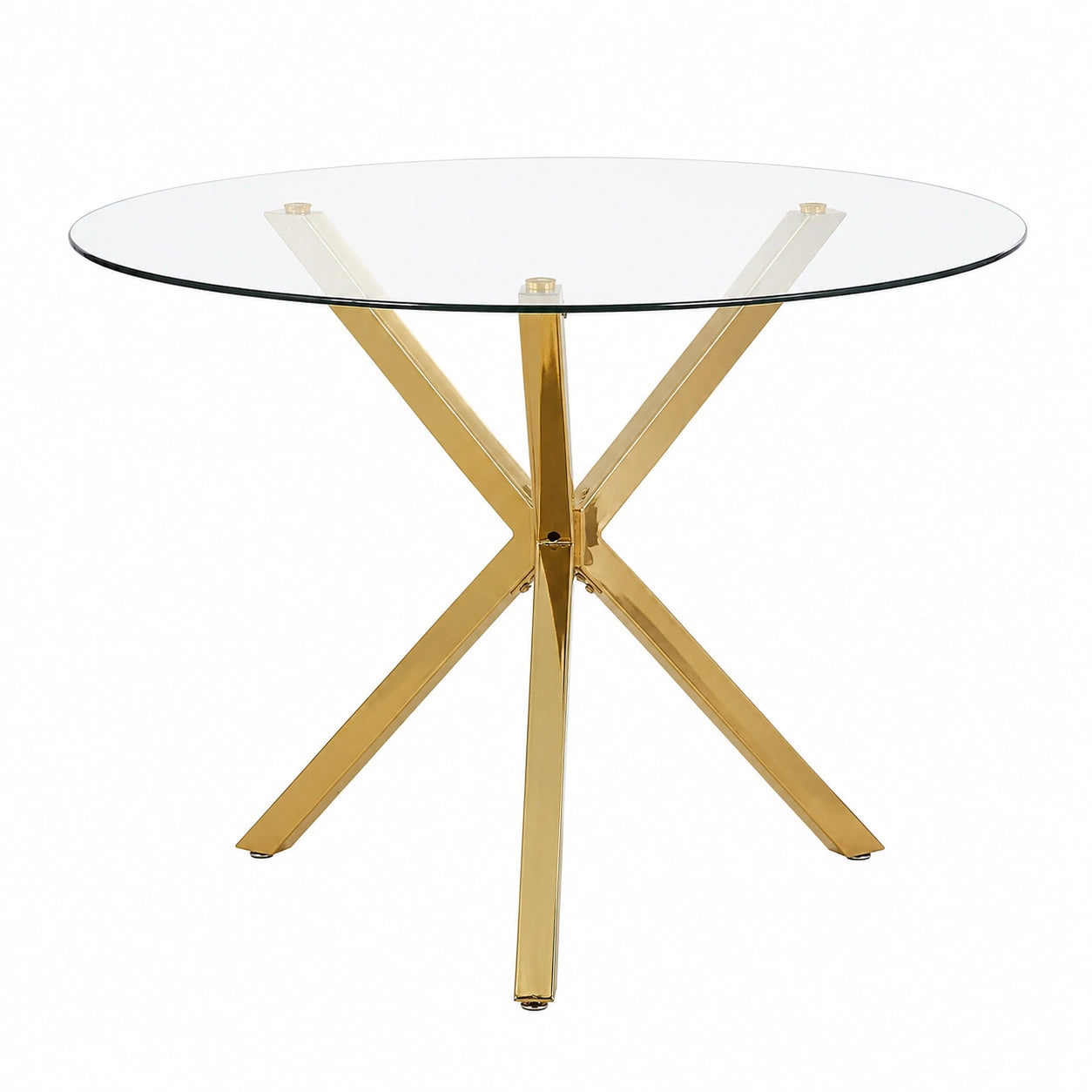 Esszimmertisch – 90 cm, runde Form, aus Sicherheitsglas, Gold