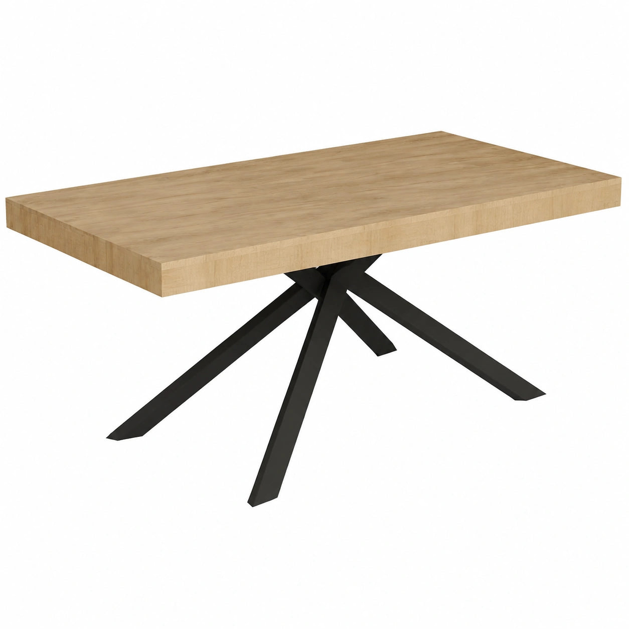 Ausziehtisch – 304 × 90 cm, aus Eichenholz, Anthrazit und Naturfarben