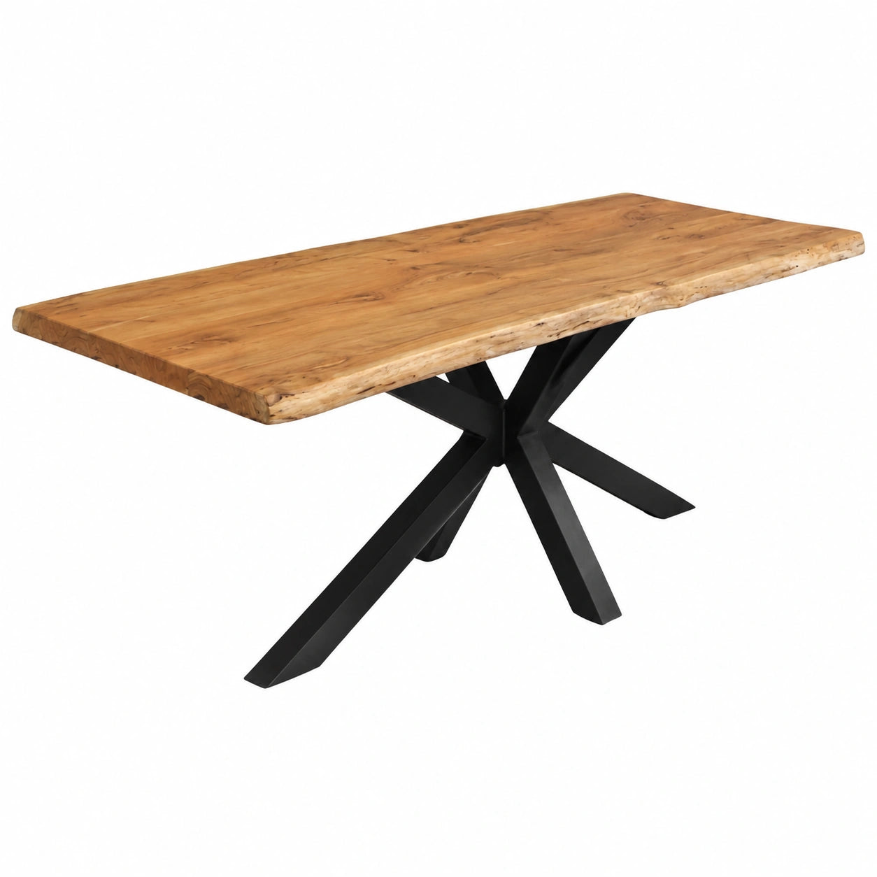 Esstisch – 200 × 100 cm, Schwarz und Naturfarben