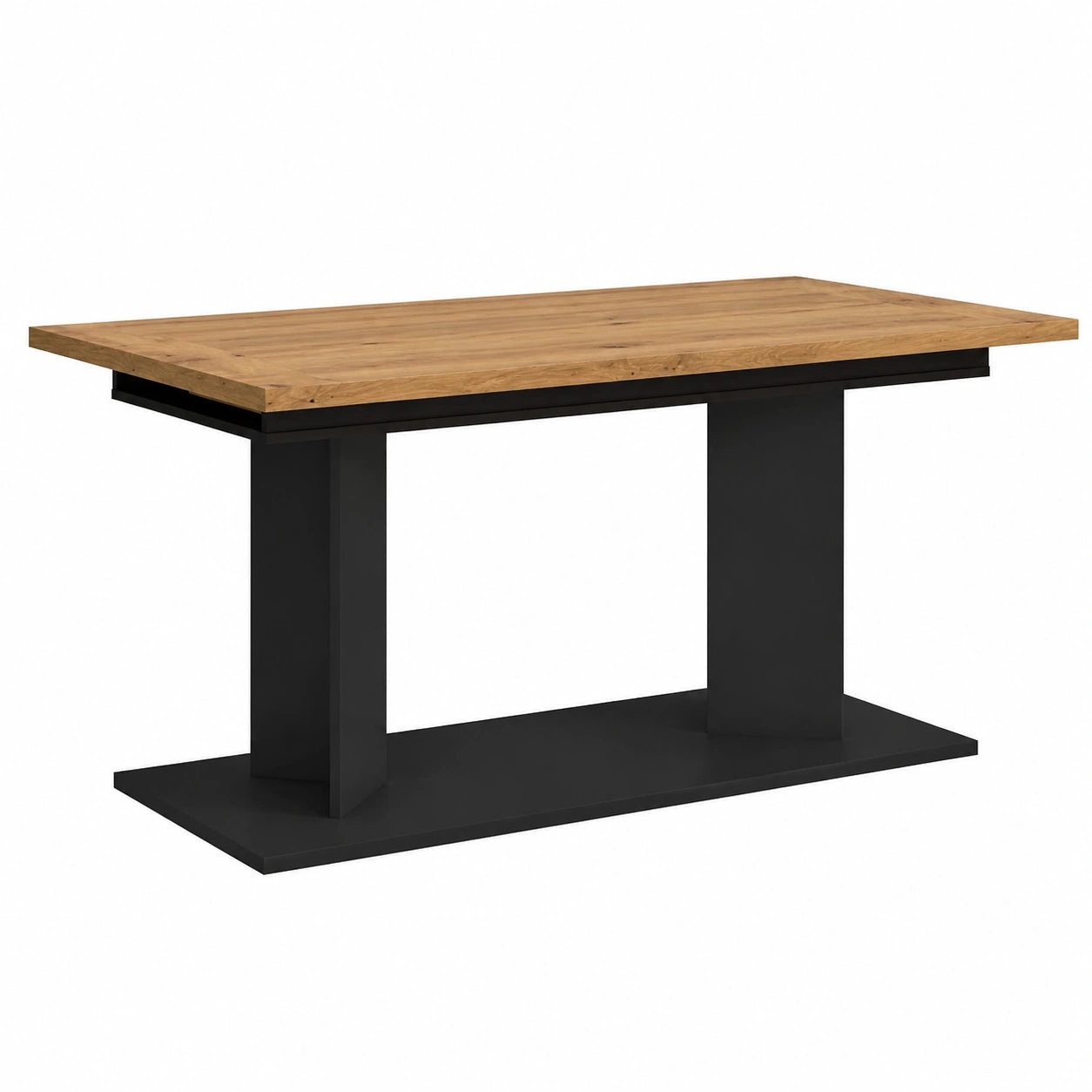 Esstisch – 220 × 76 × 100 cm, aus Eichenholz, Artisan-Eiche und Schwarz