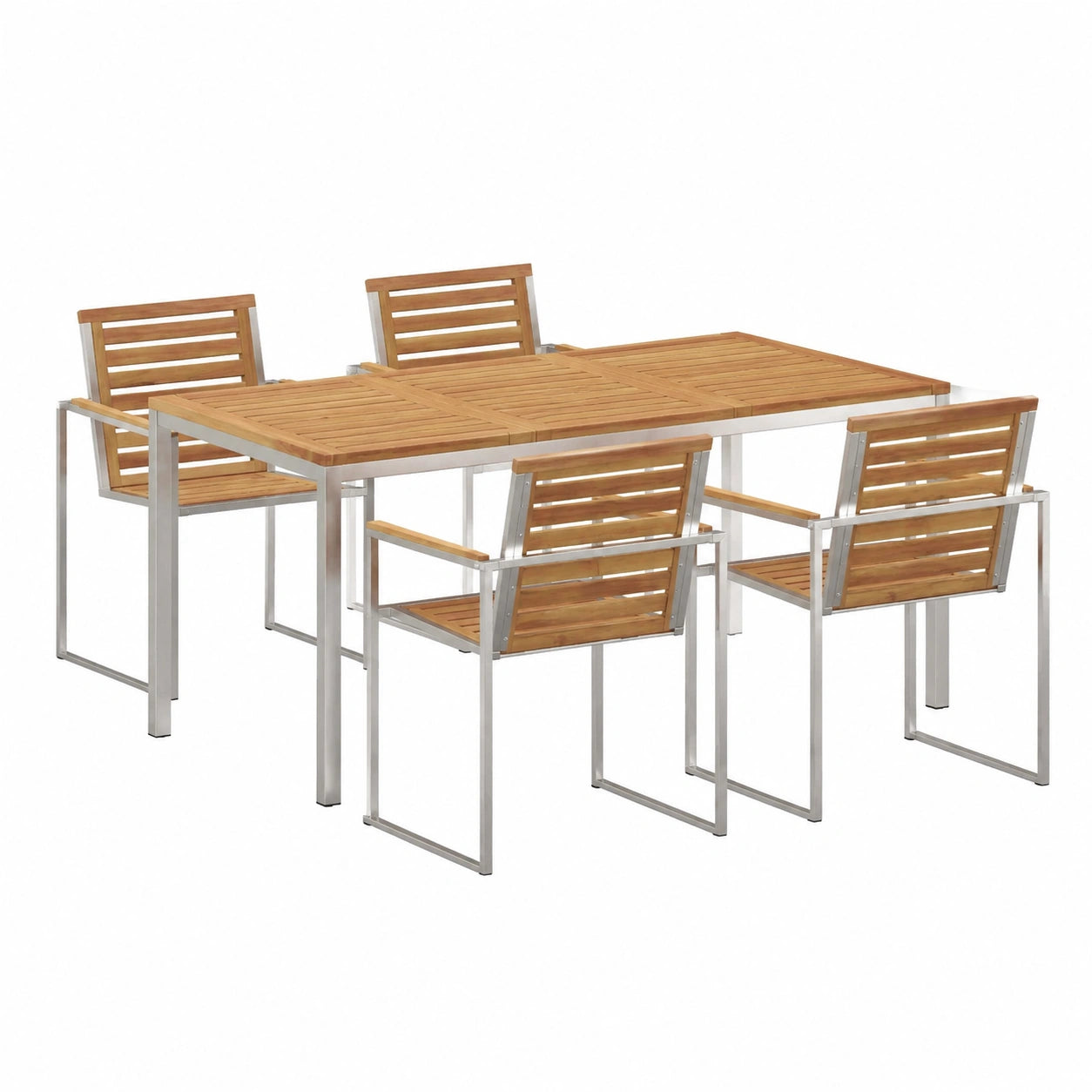 Tisch – 150 × 90 cm, moderner Stil, aus Edelstahl, für Garten und Terrasse