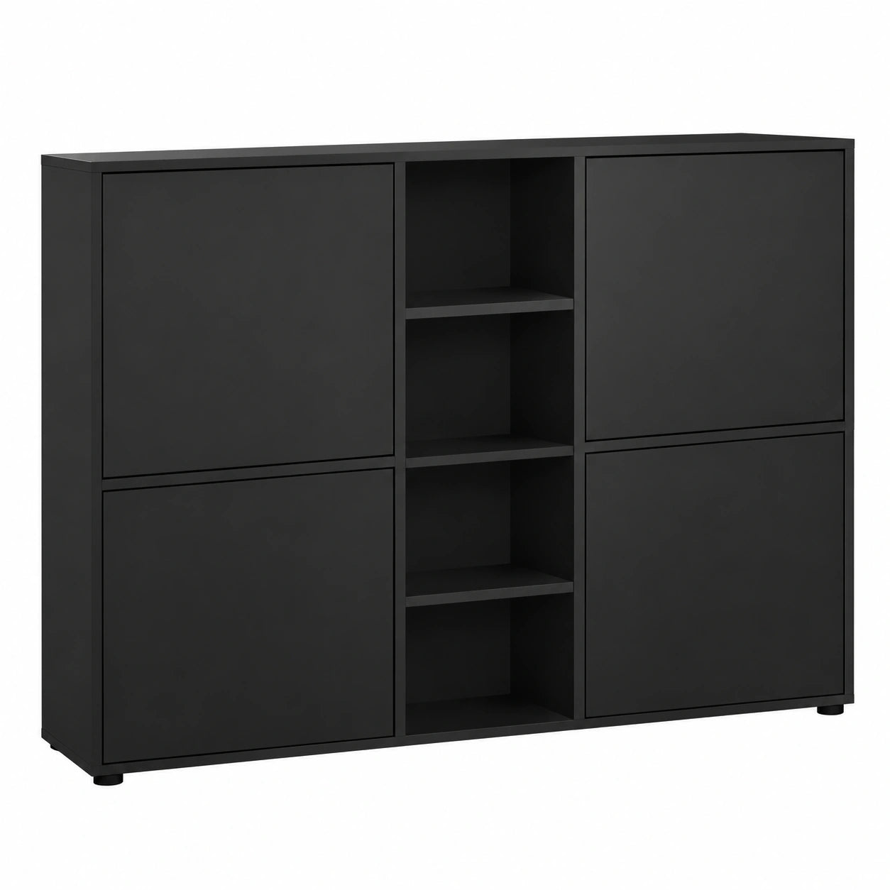Highboard – 130,5 × 105,5 × 35,5 cm, moderner Stil, Schwarz