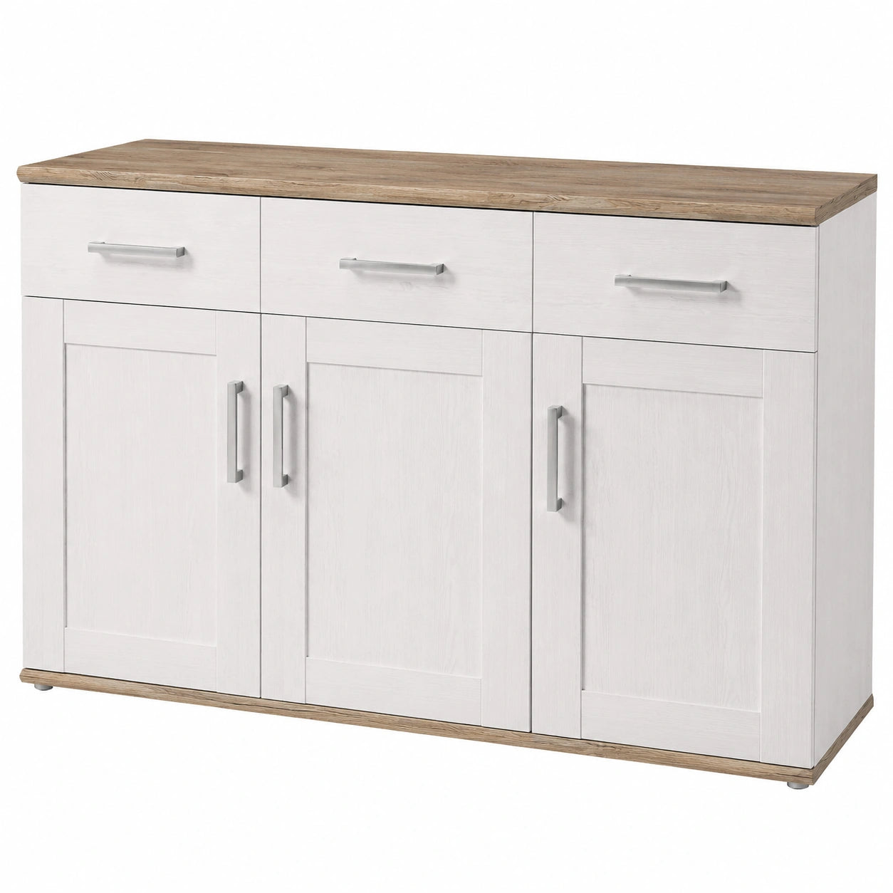 Sideboard – 140 × 88 × 46 cm, Landhausstil, mit Stauraum, aus Eichenholz, für Wohnzimmer