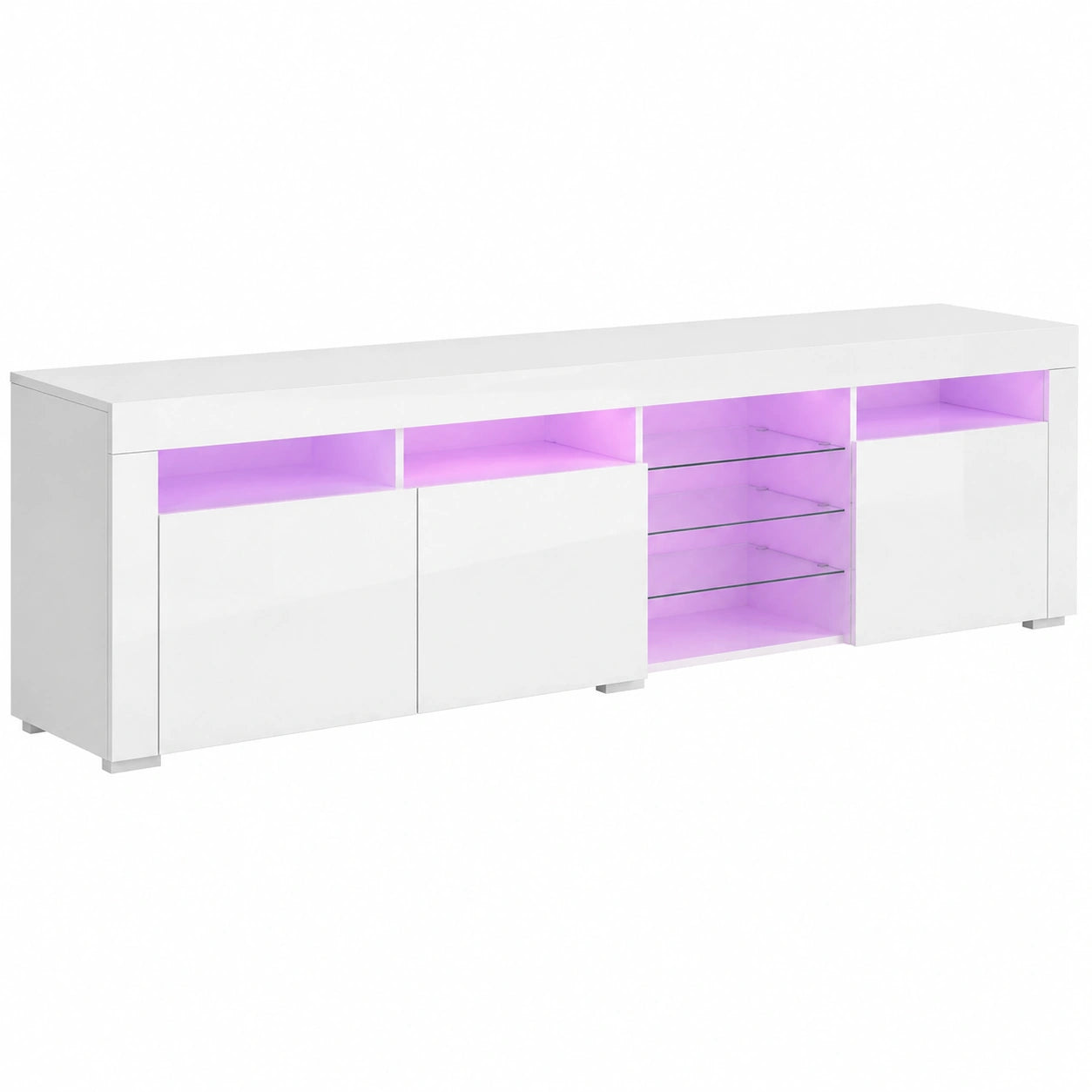 TV-Ständer – 180 cm, moderner Stil, mit LED-Beleuchtung, mit mehreren Türen, für Wohnzimmer und Schlafzimmer