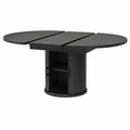 Esszimmertisch – 158 cm, runde Form, ovale Form, ausziehbar, Schwarz