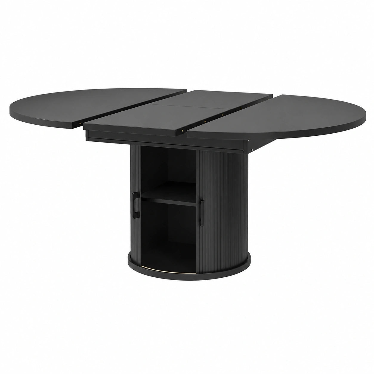 Esszimmertisch – 158 cm, runde Form, ovale Form, ausziehbar, Schwarz