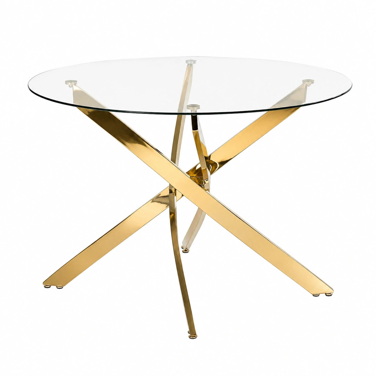Esstisch – 120 cm, runde Form, aus Sicherheitsglas, Gold